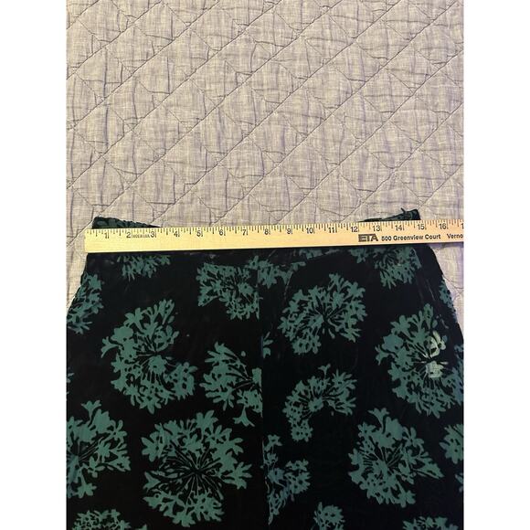 Zara Women Silk Blend Velvet Burnout Pants Green Floral Boho Y2K Whimsigoth Luxe - Picture 4 of 11